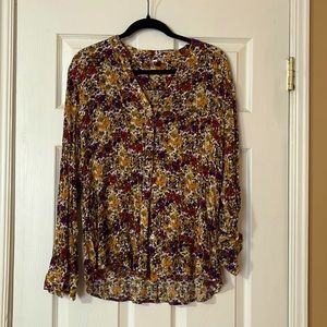 KUT Floral Button Up Crepe Shirt Size Large